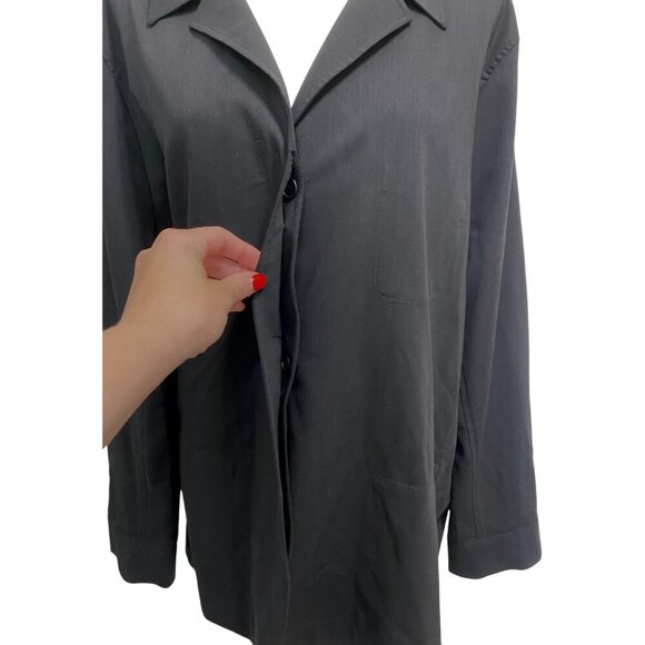 Jaeger Black 100% Wool Blouse - Chic Classic Minimalist Sz 16 - Picture 5 of 7